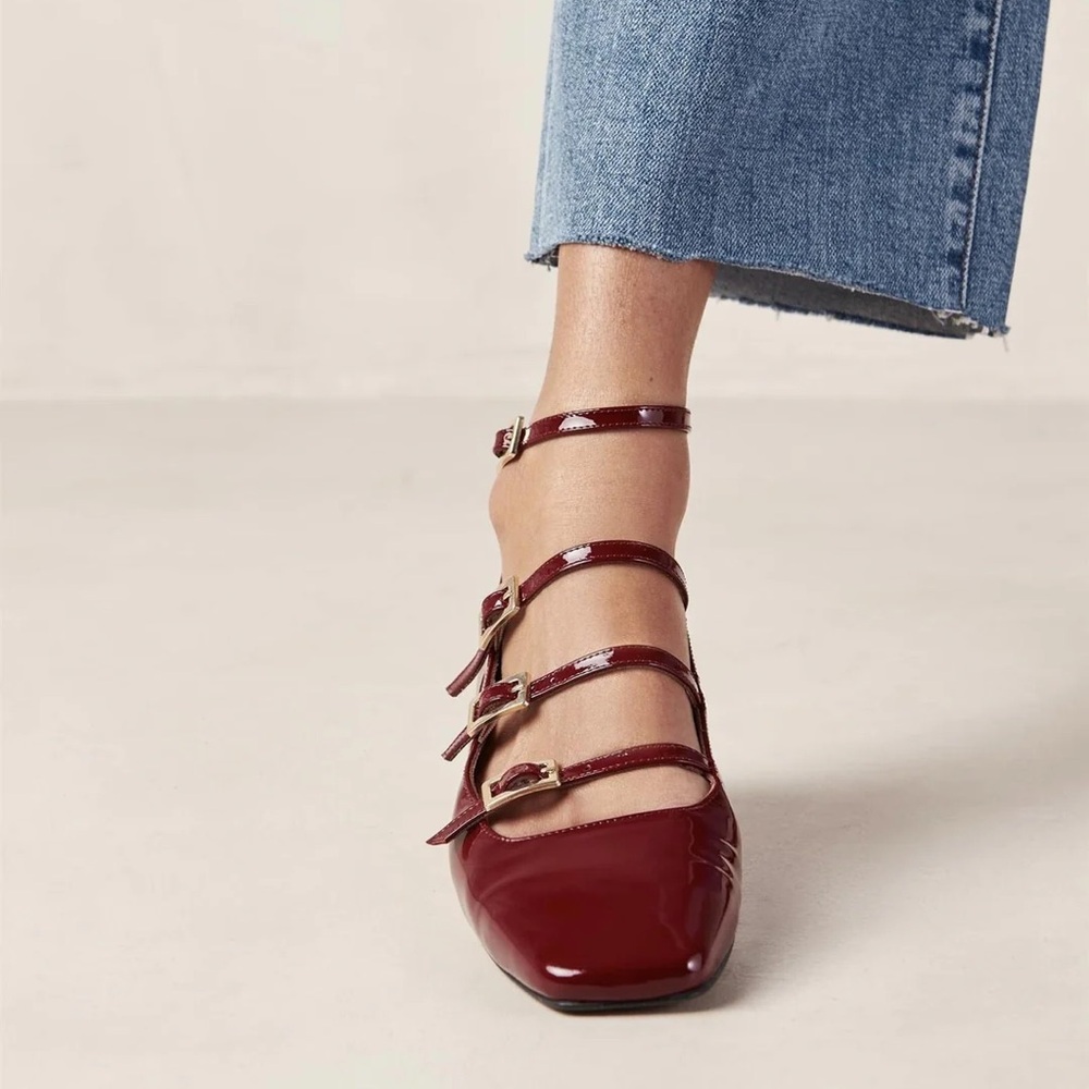 ALOHAS Burgundy Multi-Strap Flats - US 7 - Picture 7 of 14